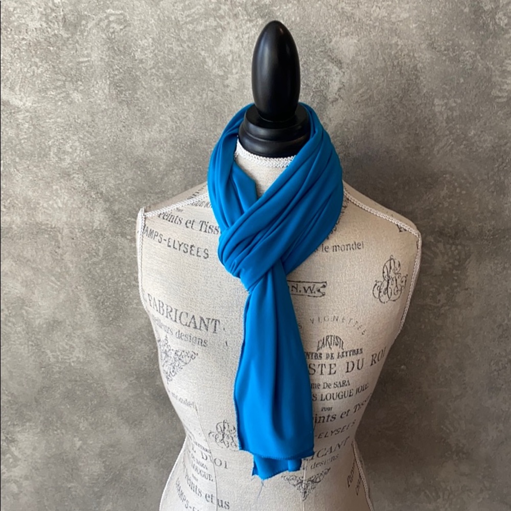 Blue Polyester Solid Color Hijab Scarf Shawl - Picture 6 of 9